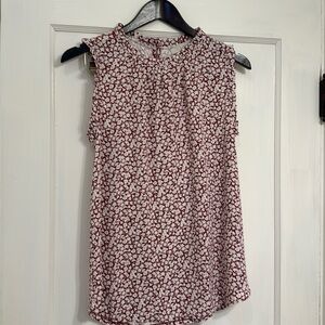Loft Burgundy Floral Sleeveless Blouse